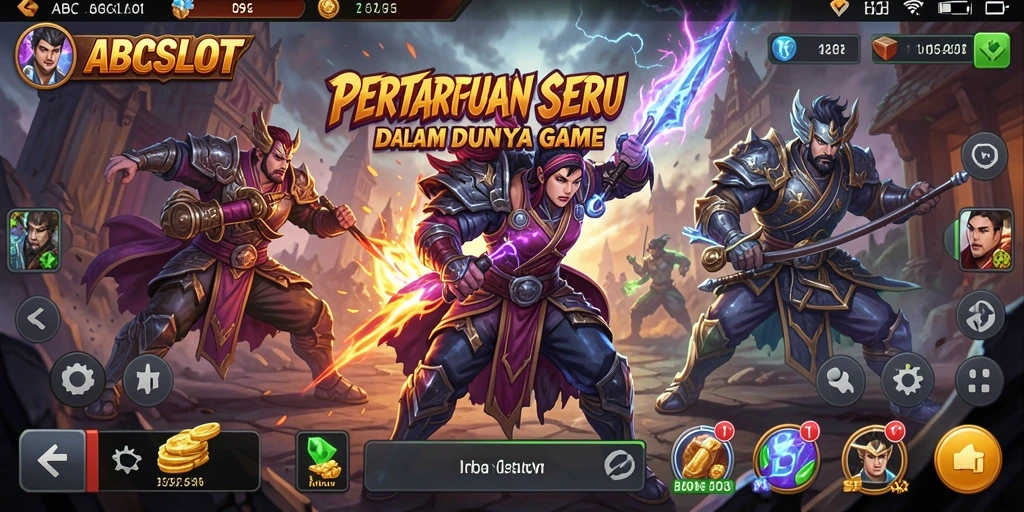 Screenshot menunjukkan aksi pertarungan intens di ABCSLOT.