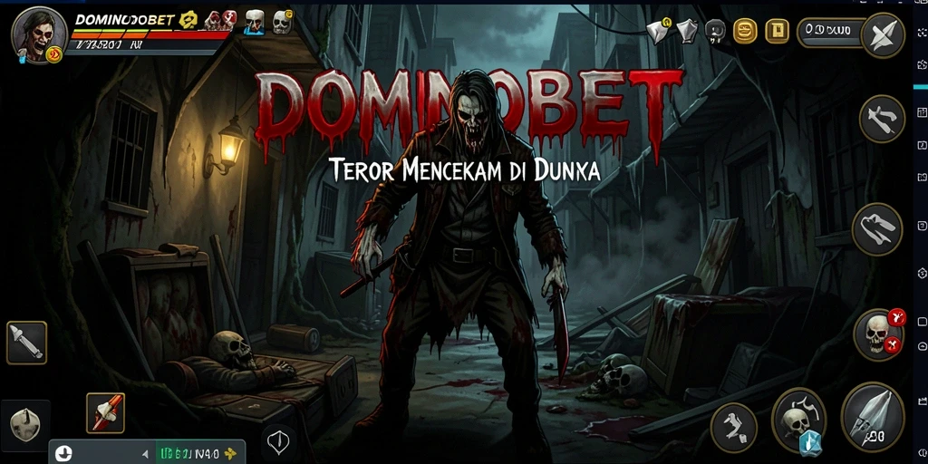Tampilan utama <strong>DOMINOBET</strong> menampilkan suasana horror yang mencekam.