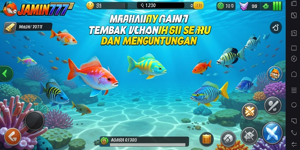 Tampilan gameplay seru dalam <strong>JAMIN777</strong>, menangkap ikan beragam.