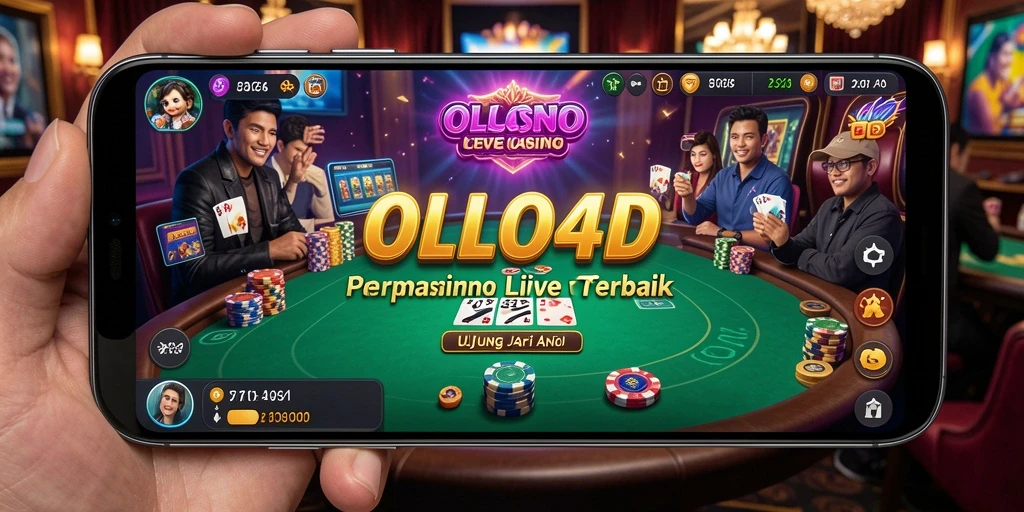Tampilan screenshot utama OLLO4D dengan dealer langsung dan suasana kasino.