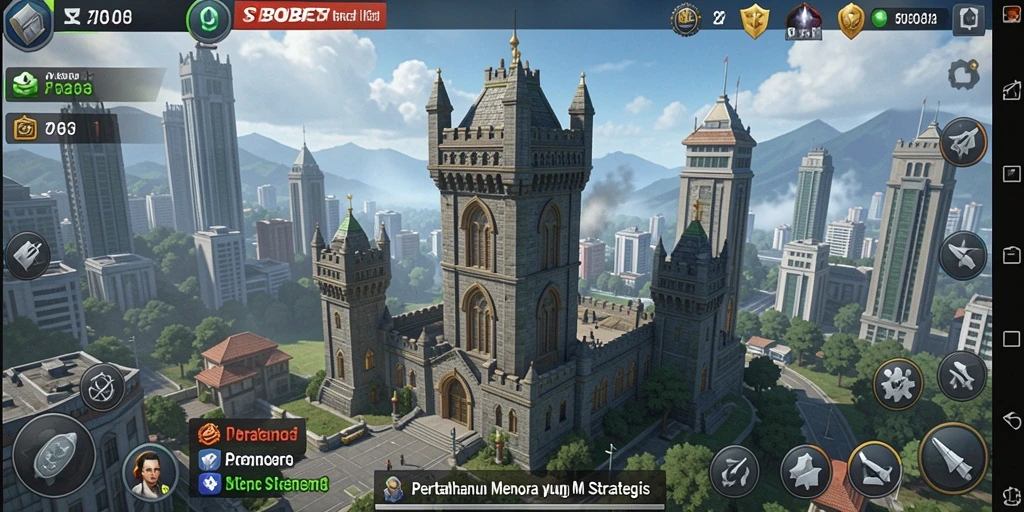 Tampilan screenshot utama dari gameplay Tower Defense yang intens dan strategis.