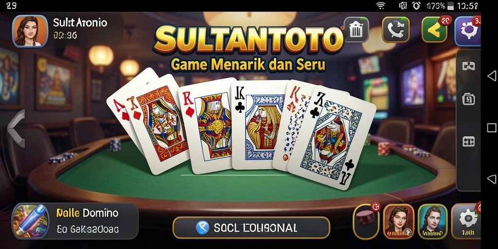 Screenshot gameplay SULTANTOTO menampilkan permainan domino yang seru dan menarik.