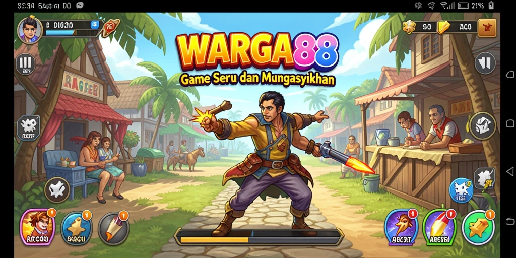 Tampilan gameplay WARGA88 yang penuh warna dan tantangan.