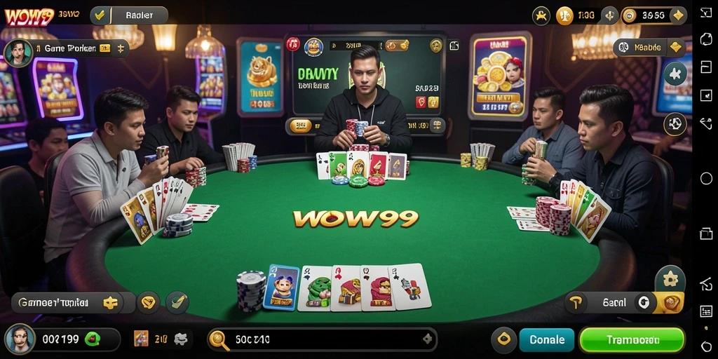 Screenshot WOW99 menampilkan gameplay Poker yang menarik dan interaktif.